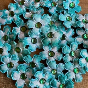small teal green fabric flowers to decorate party favors - 30 pcs mini flowers baby shower decoration pacifier necklaces - little flowers