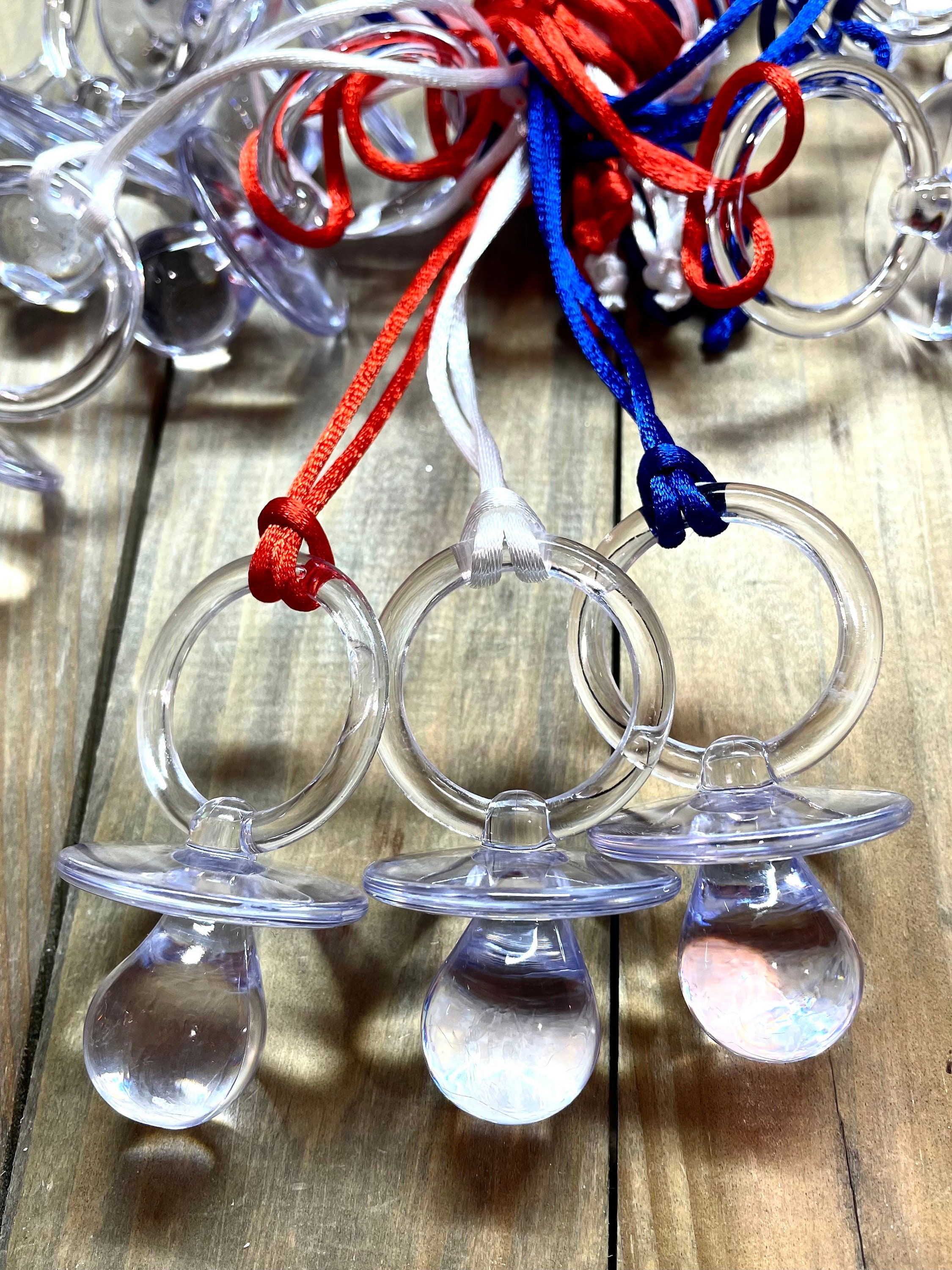 Clear Pacifier Necklaces With Multicolored String ] – Baby Shower Party ...
