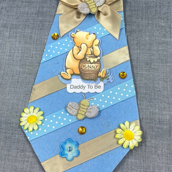 1 daddy to be tie pin - little bear theme baby shower blue tie for daddy to be - daddy to be pin - baby shower pin