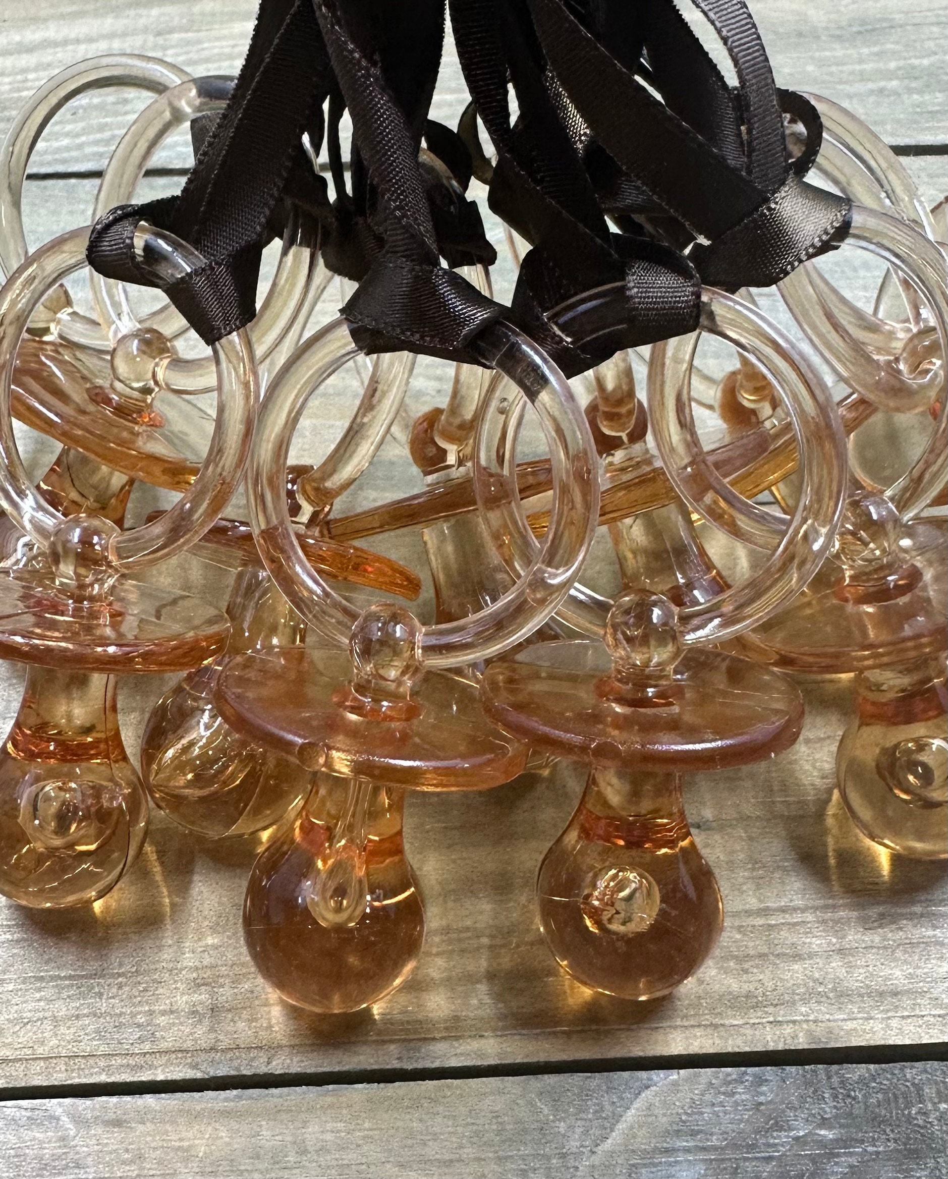 Baby Shower Amber Brown Pacifiers With Ribbon Party Favor Decorations ...
