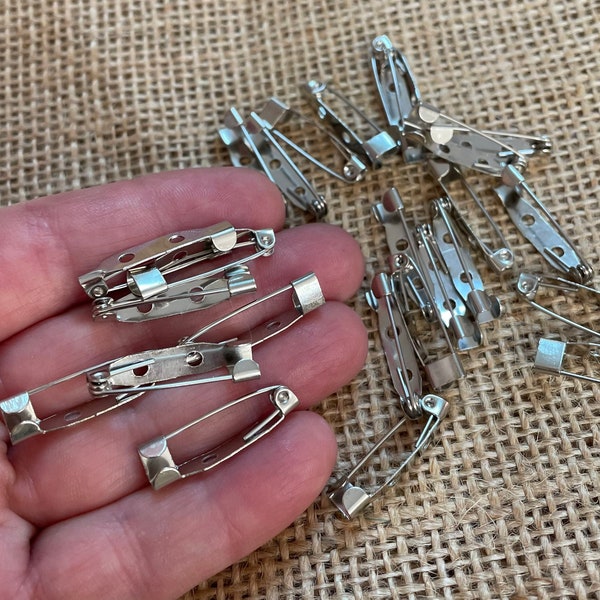 diy craft supply metal clasp pins 25 pcs -  clip pins for corsages, weddings, boutineers, proms, baby shower pins -  party supply decoration