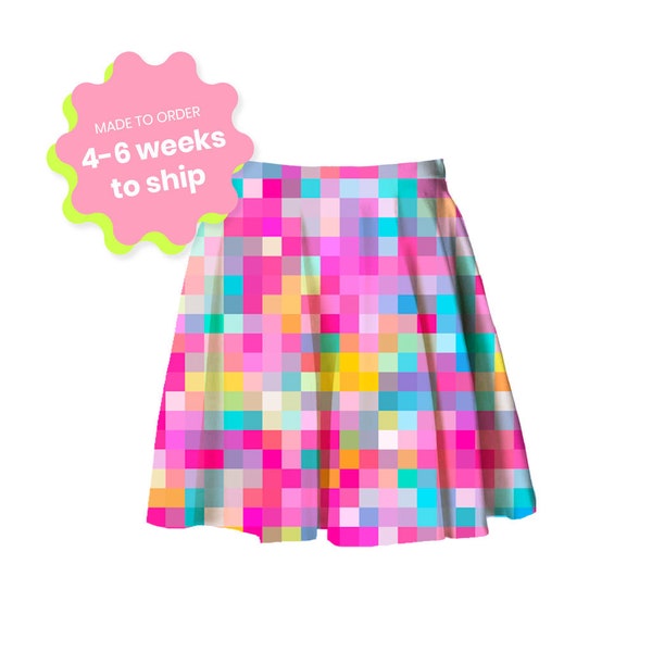 candy pixel skater skirt XS - 3XL | kawaii gamer nerd plus size pastel fairy kei decora harajuku j fashion aesthetic plus size 2XL XL