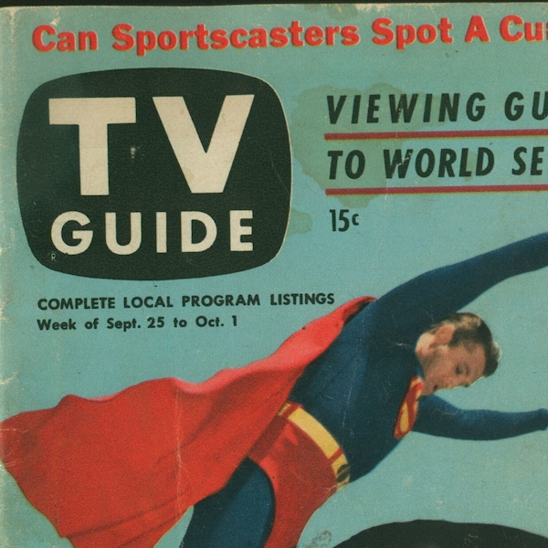 SUPERMAN TV GUIDE, Sept 25 1953, George Reeves, New York Edition, 53 World Series, Mickey Mantle,Jack Benny,George Burns,