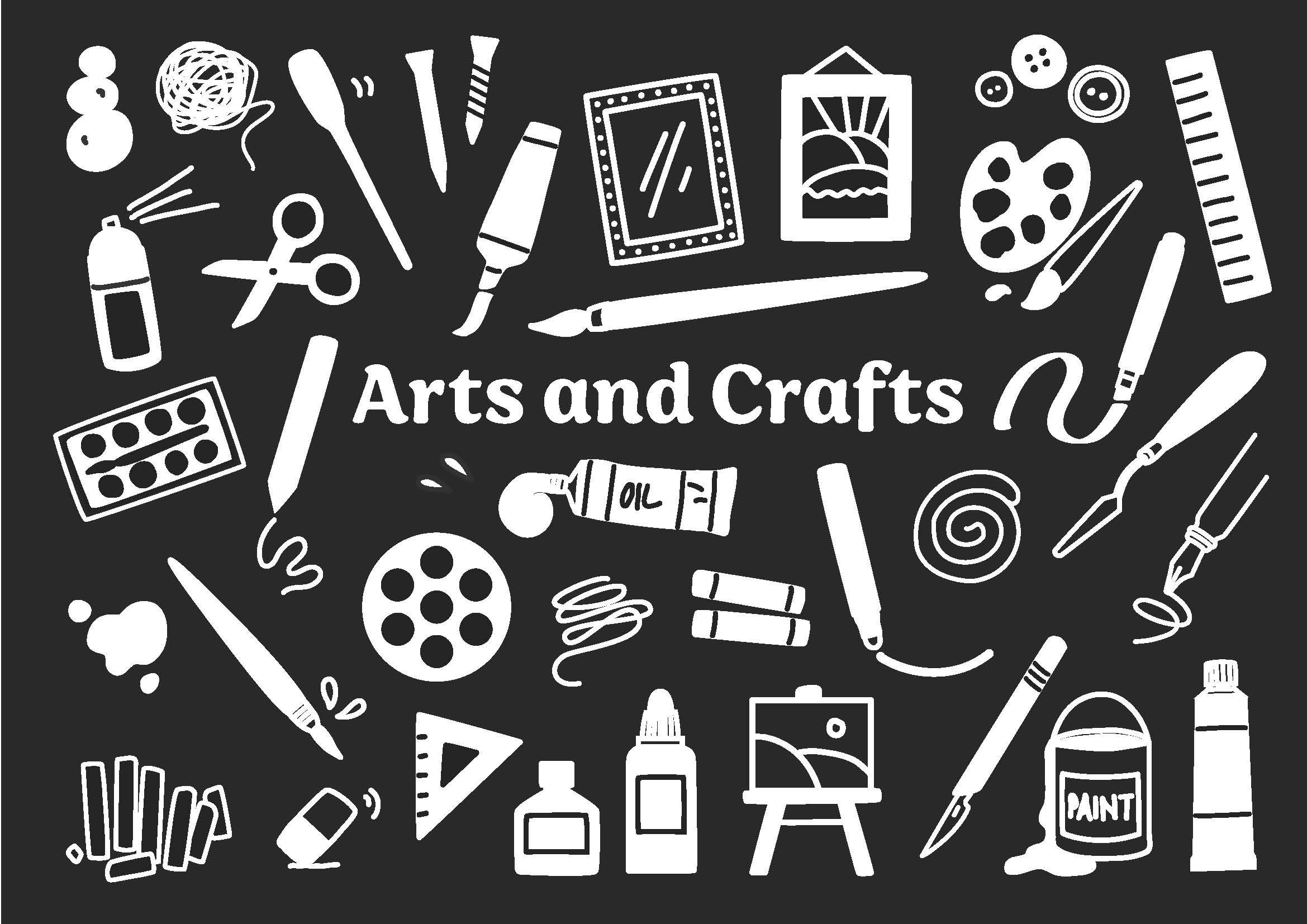 Hand Drawn Art Supplies Clipart, Craft Vector Icons (SVG, PNG) - Etsy