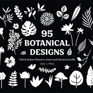 Flower vector, Floral svg, Botanical clip art, flower svg, leaves svg, tree vector, commercial license,  plant vector, 95 botanical vectors,