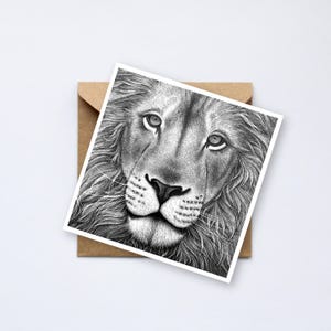 Greeting Card Lion - Birthday Card - Lion greeting card - black and white greeting card - card to frame