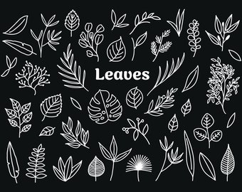 Leaves clipart, 42 Leaf vectors, hand drawn leaves svg, leaf vector, leaf icons, hand drawn clipart, leaf clip art, SVG file, vector graphic