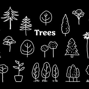 Tree clipart, 23 tree vectors, palm tree clip art, hand drawn vectors, environmental icons, tree icons, hand drawn clipart, tree vector,
