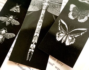 Insect magnetic bookmark set of three - bees bookmark - dragonfly bookmark - butterflies bookmark - gifts for book lovers