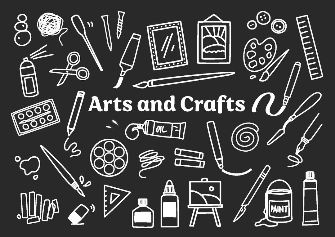 Hand Drawn Art Supplies Clipart Craft Vector Icons SVG PNG Etsy Hand Drawn Art Supplies Clipart Craft Vector Icons SVG PNG Etsy