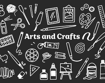 Arts and Craft clipart, 35 Art and craft vectors, hand drawn svg, art vectors, arts and crafts icons clipart, art supplies, commercial use