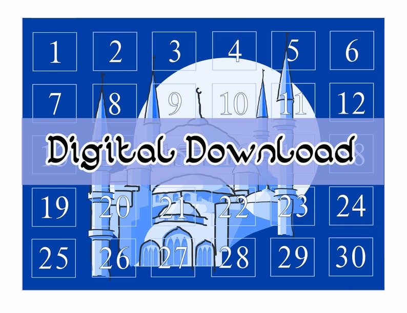 Ramadan Countdown Calendar blue Digital Download Etsy UK