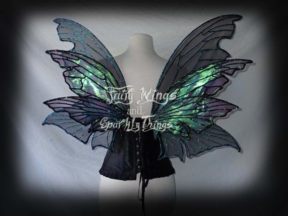 Iridescent Purple Adult Tattered Fairy Wings Colorshift Glitter