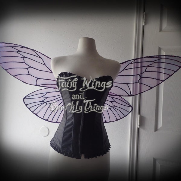 Purple cicada or bee inspired Iridescent large adult fairy wings with color shift accents for wedding - Ready to ship