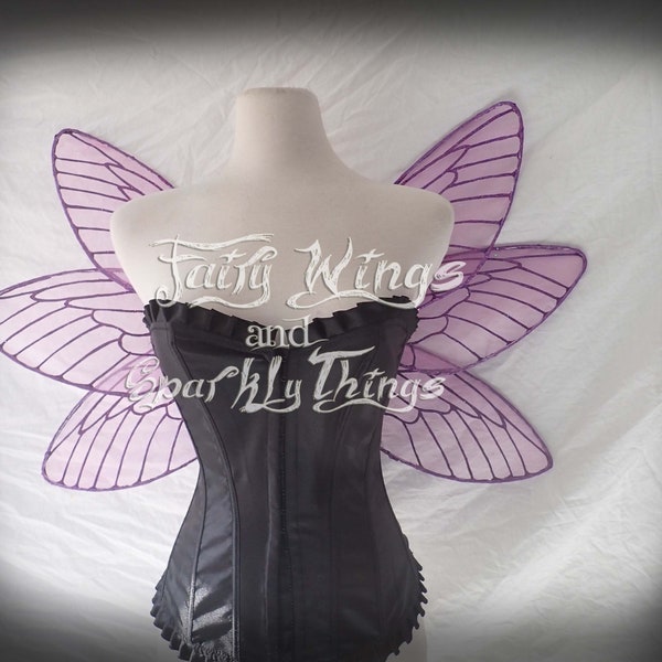 Purple adult fairy wings for Halloween costume, renaissance, Cosplay, rave, festival cicada with Holographic details - Made to order