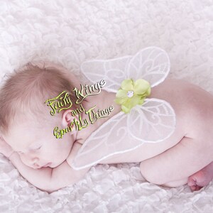 Iridescent Newborn or baby sized rhinestone Tinkerbell inspired pixie fairy wings and matching rhinestone flower headband -Ready to ship
