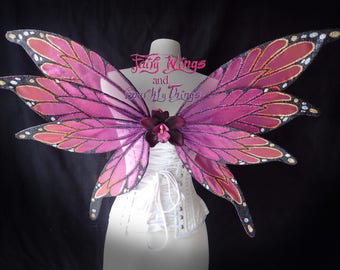 Sunset Monarch Butterfly Fairy Wings: Holographic Accents, Adult Costume