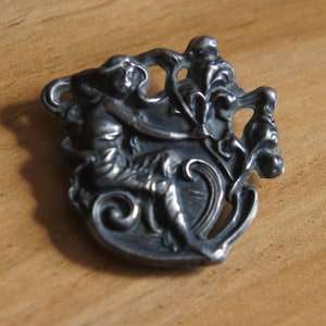 Jewelry Brooch Pin Vintage Sterling Silver 925 Art Nouveau Collection circa 1890s-1910s Gibson Girl Lady W-067