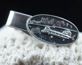 Vintage Tie Clip Bar Clasp Silver-tone with a Helicopter from the 60 39 s Robbins Co., Attleboro Men Jewelery Gentleman Tie Accessory bb12