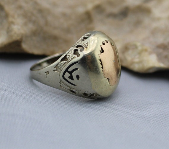 14K White Solid Gold Ring With Yellow Solid Gold … - image 4