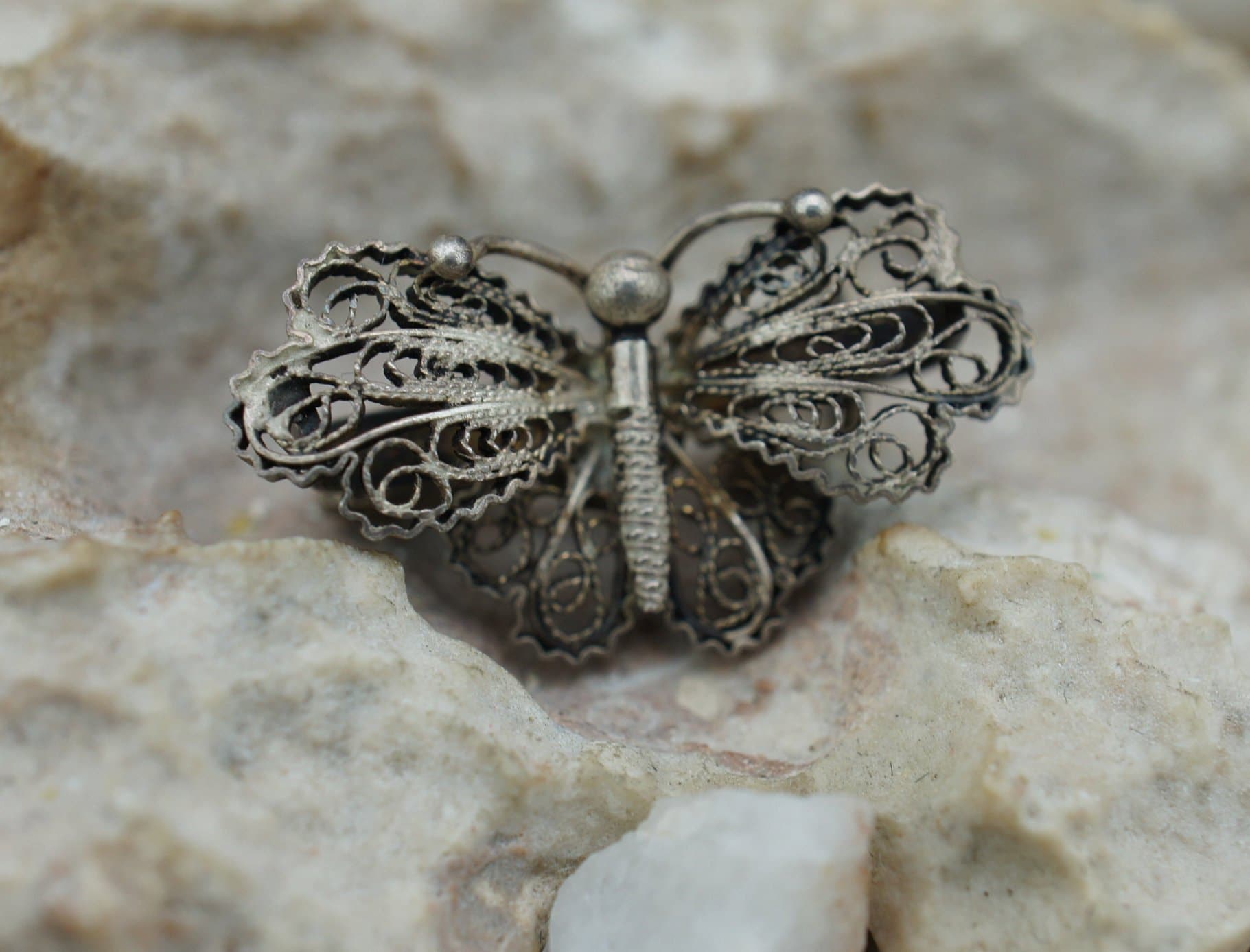 Broche Papillon En Argent 925 (15 G) Style Art Déco - Bijou Vintage En Excellent état - Parfait Pour Collectionneurs Ou Cadeau