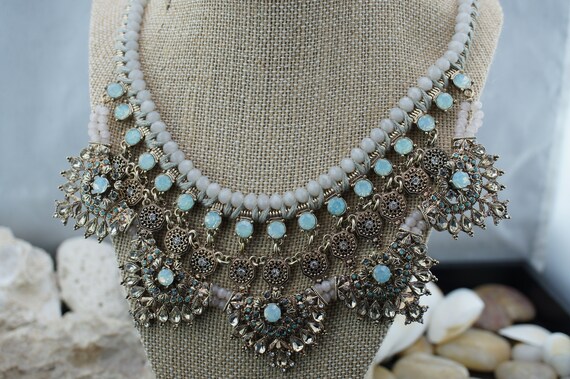 Vintage Necklace  Mythologie Sapphire Blue and Cl… - image 4