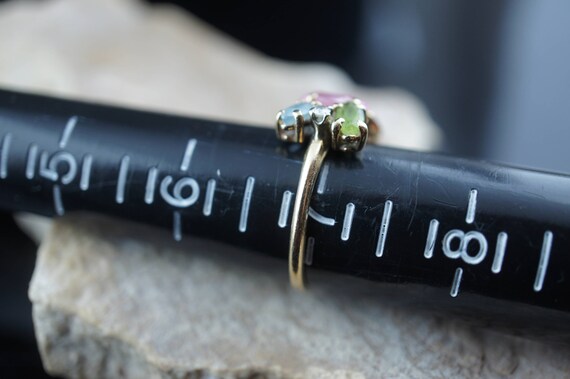 Vintage  Solid 14k Solid Gold Ring  gemstone gree… - image 5