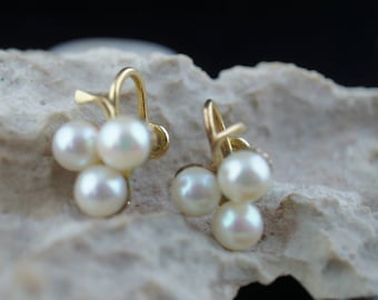 1/20 14K GF Earrings Pearls Pearl Faux berry Screw Back Art Deco Jewelry  Earrings Vintage circa minimalist gold tone sa70