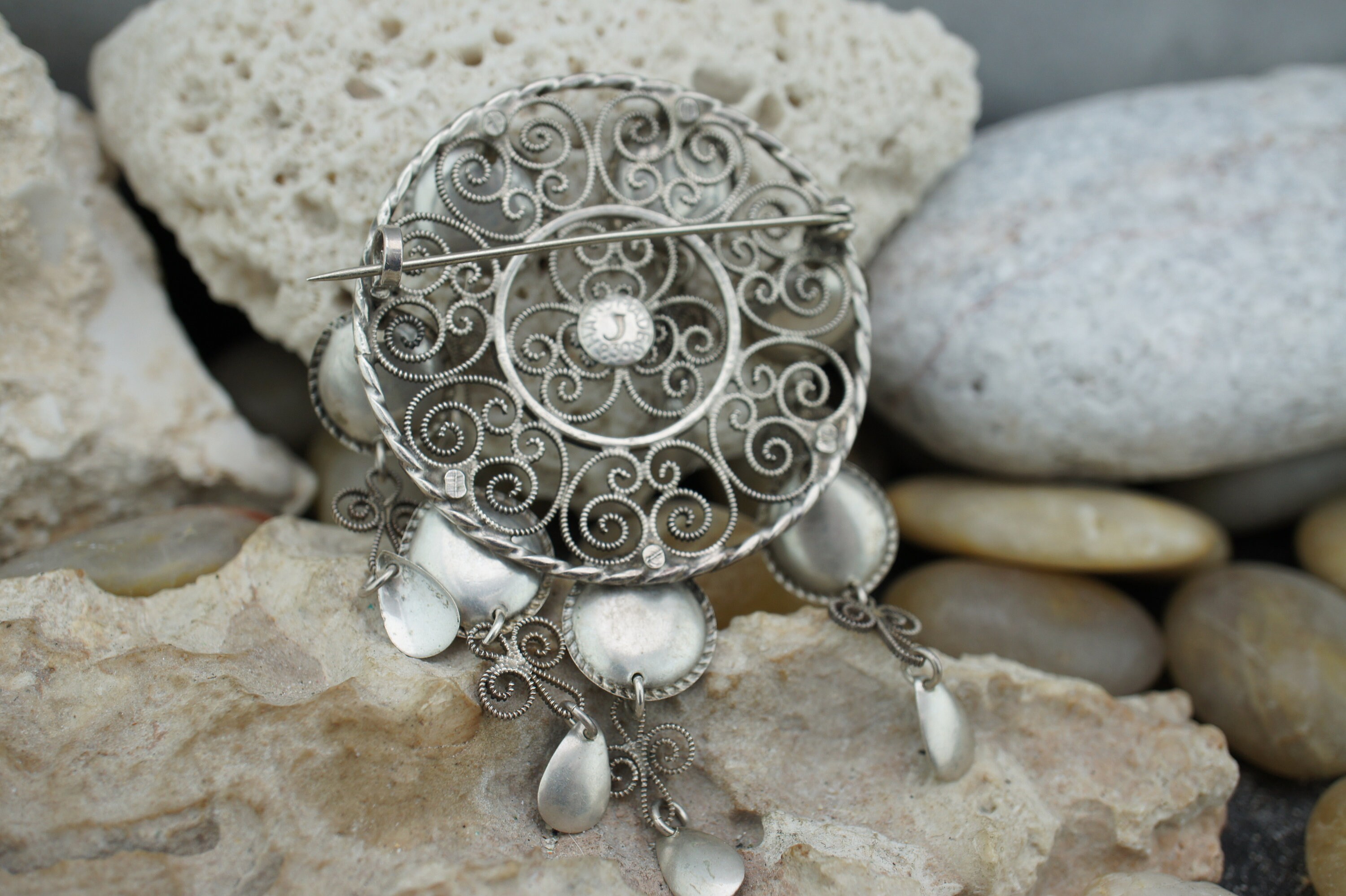 Vintage Norway Silver Brooch Marking J 830 Handmade Art Deco