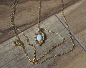 Vintage Jewelry  Chain  Necklace Gold ,Pendant ,Pearl, CZ , Filigree ,Choker  A-031