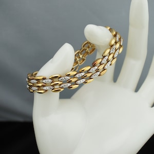 Sterling Silver Bracelet 925 Gold Vermeil Vintage Art Deco bracelet Mesh Design 7 3/4&#39;&#39; Modernist S0142