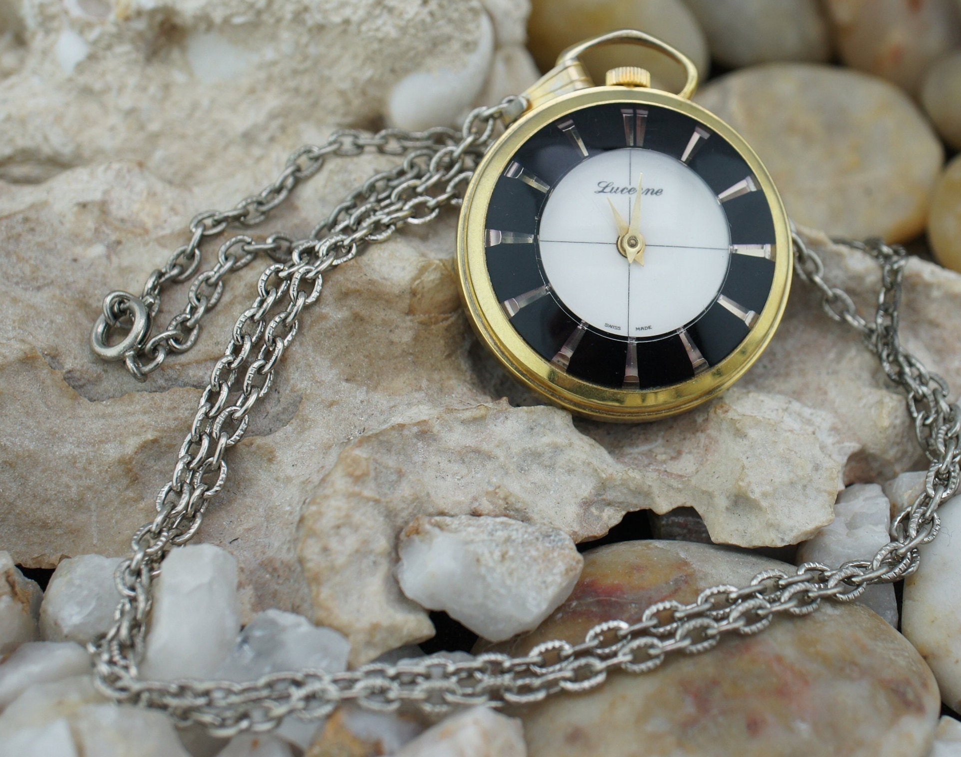 Vintage Gold Tone Lucerne Swiss Made Watch Necklace 1970 - Etsy