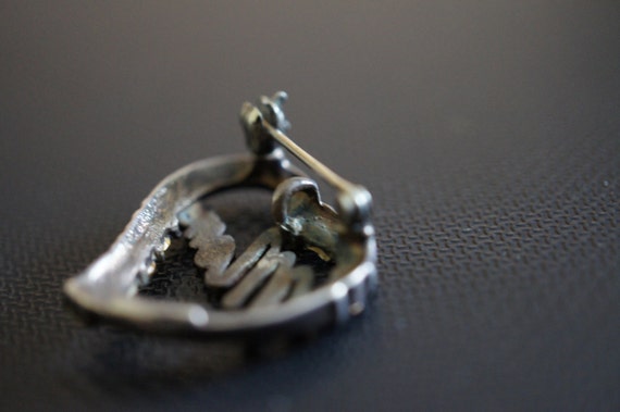 Jolie Broche Ancienne En Argent Massif Vermeil 925, Forme Cœur - Pièce Unique Vintage