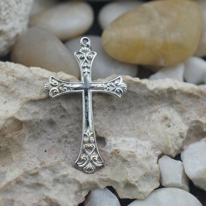 Sterling Silver 925 Art Deco Jewelry Vintage Pendant Charm Cross holy religion Catholic SO130