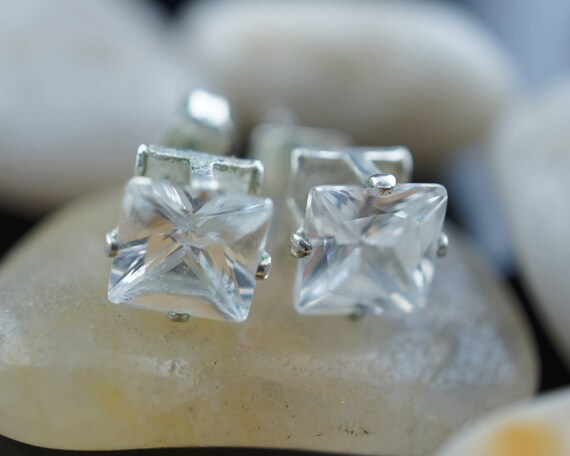 Orecchini a cerchio quadrati in argento sterling 925 con