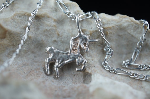 Vintage Art Deco Pendant Unicorn Sterling silver … - image 1