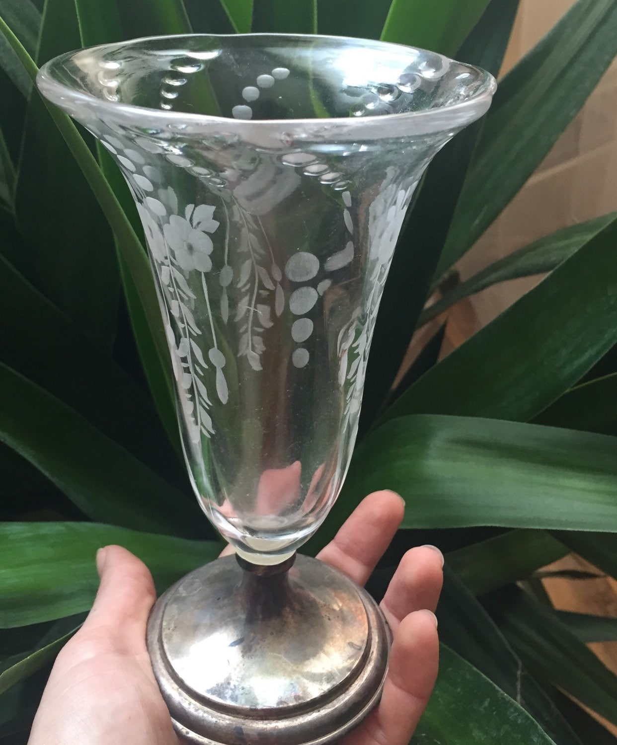 すずらん　チェコ製　ボヘミアクリスタル　TOP CRYSTAL VASE Hawkes Sterling 22 Pwts Vase Crystal Chrystal Collectable