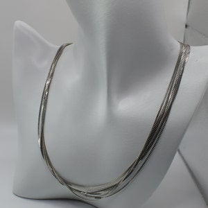 Necklace Trifari Art Deco Jewelry Vintage circa minimalist silver tone multi strands 6 A51