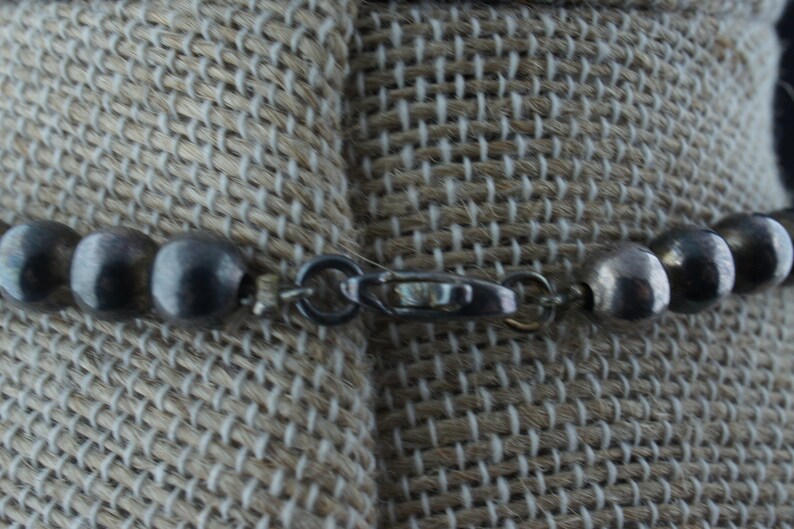 925 Sterling Silver Vintage Art Deco Necklace chain Choker beads heart gift circa Modernist 67gr st243