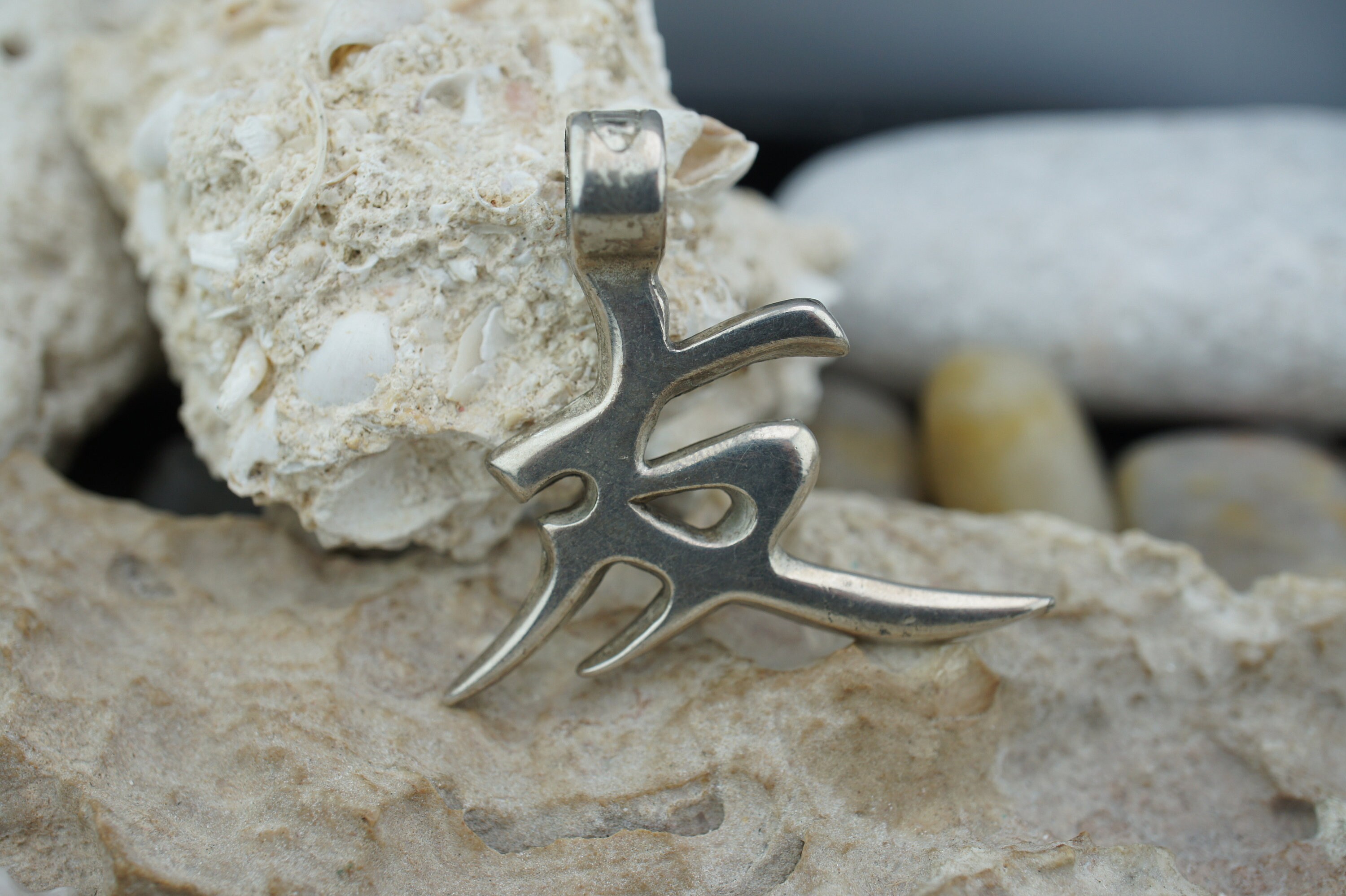 Silver Pendant Zik Zok Asian Pendant Symbol Necklace Art