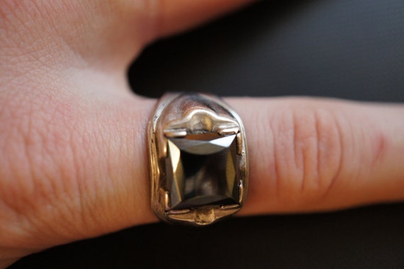 Vintage Sterling Silver 925 Ring with Black stone… - image 4