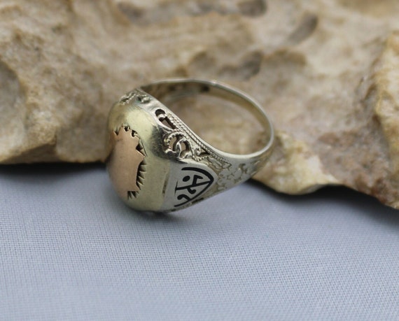 14K White Solid Gold Ring With Yellow Solid Gold … - image 1