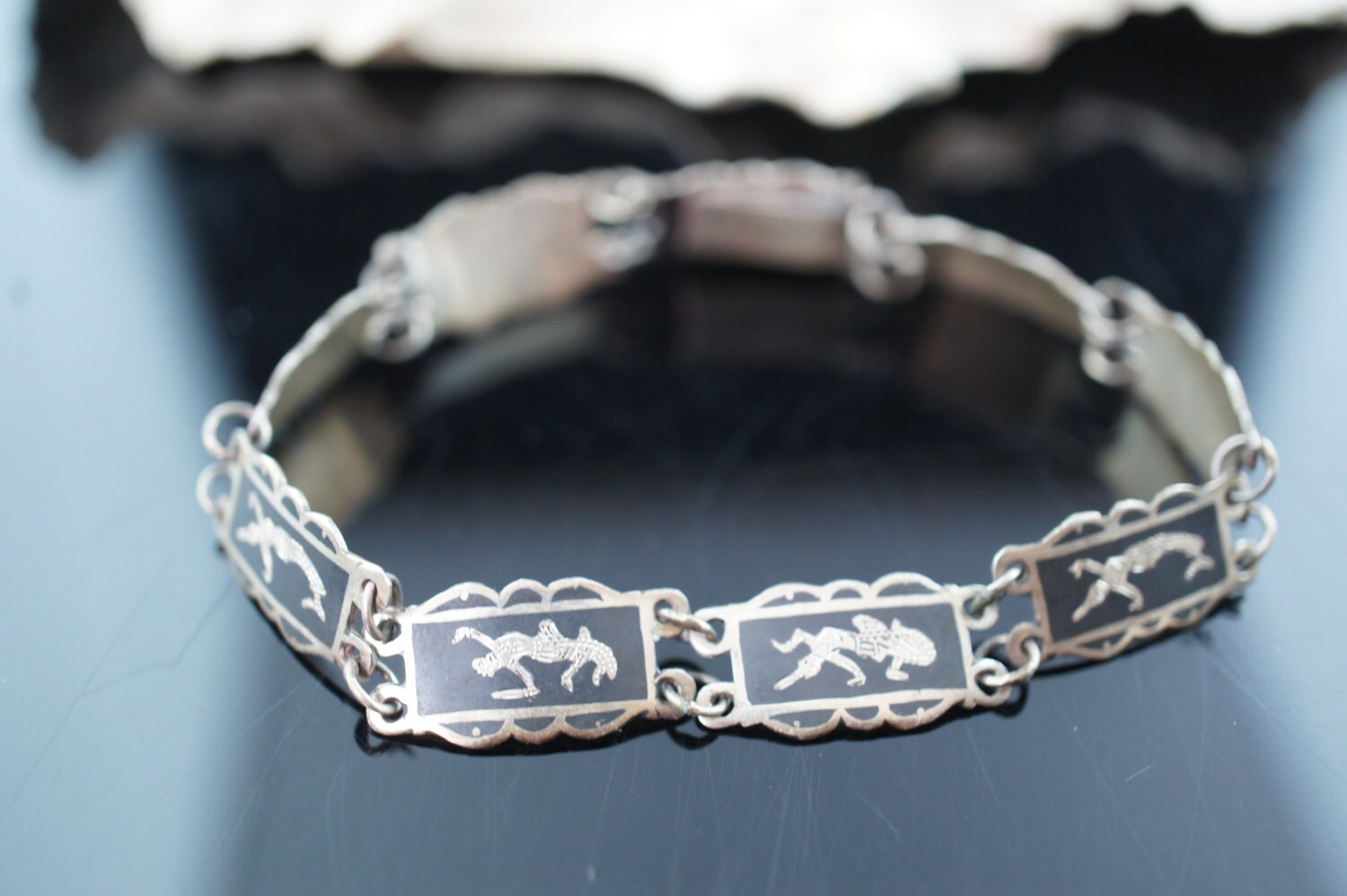 Vintage Art Deco Sterling Silver Bracelet Modernist Siam