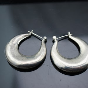 STERLING SILVER 925 Vintage Art Deco Stud Pierced Earrings Hoops