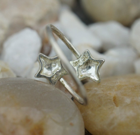 925 Sterling Silver Adjustable Ring Size 5-6 Star… - image 5