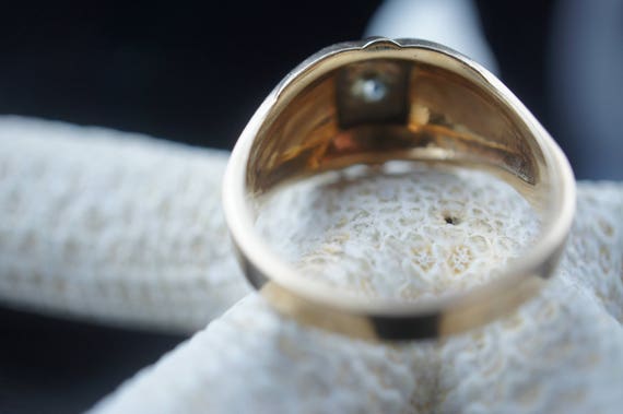 Vintage  Solid 14k Solid Gold Ring  gemstone sign… - image 3