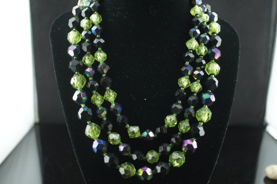 Necklace  chain choker green  tone  beads ball 3 … - image 1