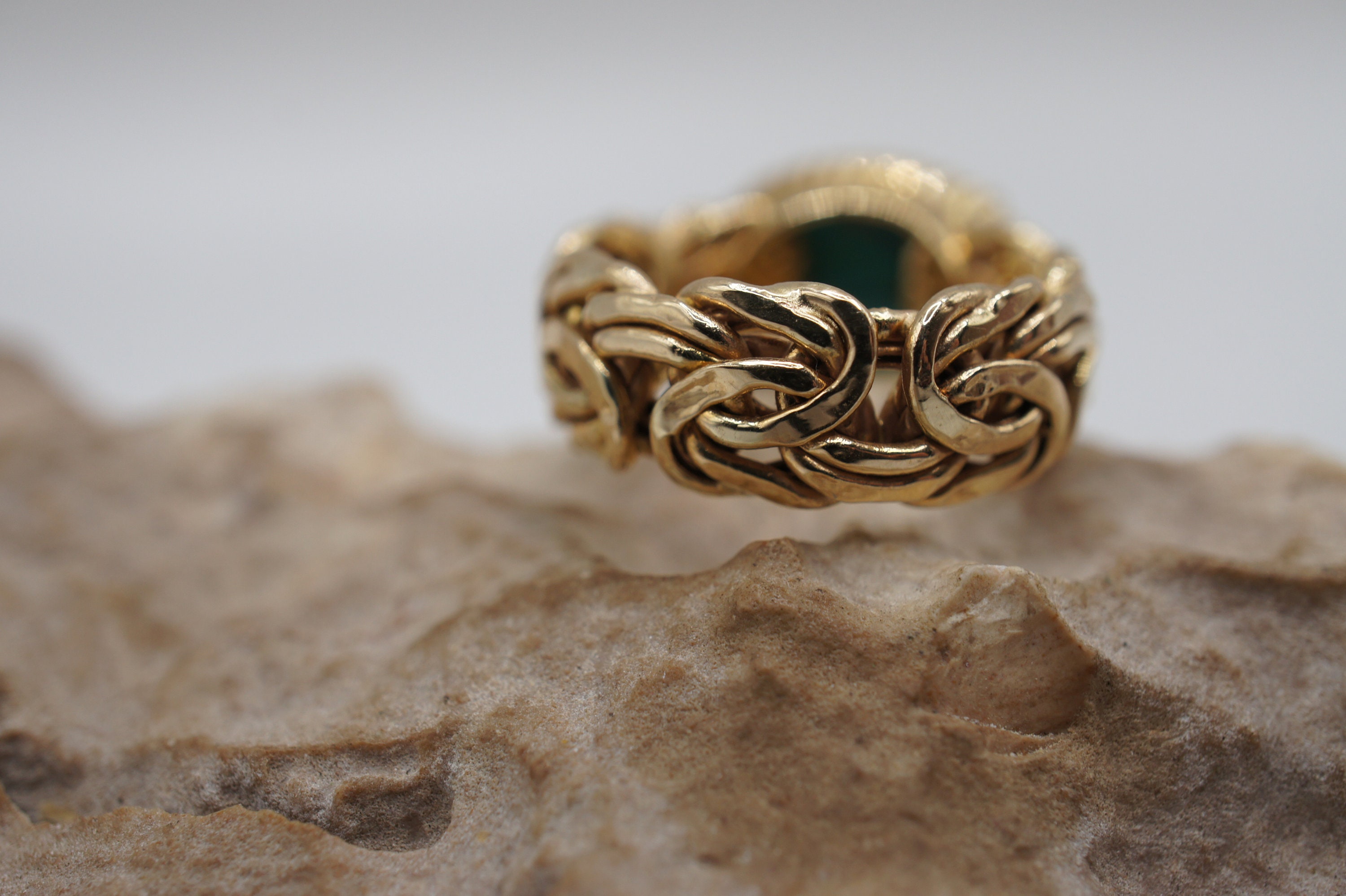 Signed Turkey AK 14K Byzantine Band Ring Vintage Solid Gold Yellow
