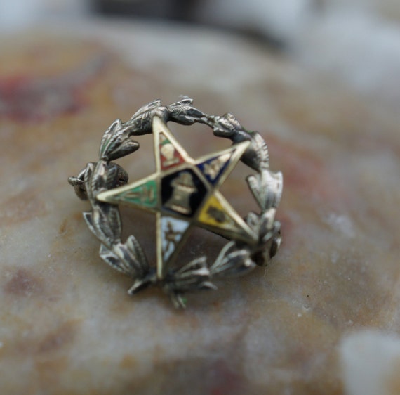 Vintage 14K Solid Gold Eastern Star Masonic Pin 1… - image 3