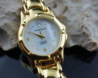 Vintage Wrist Quartz Japan Movt Diamond With Bracelet Gold  display picture 1